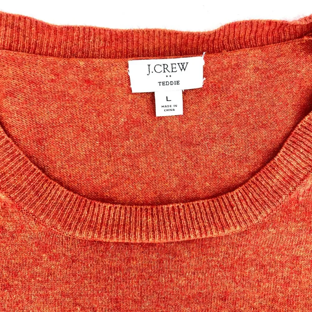 J. Crew Orange Wool/cotton‎ blend long sleeve crew neck sweater (M)